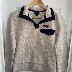 Patagonia Organic Cotton Pullover Jacket Quilted Snap-T Womens XS Birch Casual